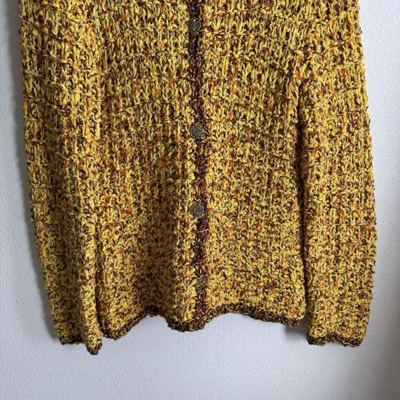 Unbranded Chunky‎ Sweater Womens Medium* Yellow Knit Cardigan Boho Hippie Artsy - Picture 3 of 16